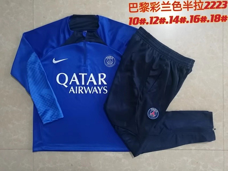 JER-7182_1 PSG 22/23 Half-Zip Collar Black Kids - 图片 1