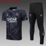 PSG 22/23 Jordan Dark Grey Splatter Short Sleeve Training Set with Pants