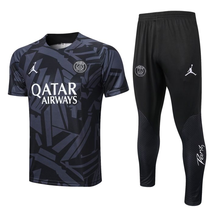 PSG 22/23 Jordan Dark Grey Splatter Short Sleeve Training Set with Pants - 图片 8