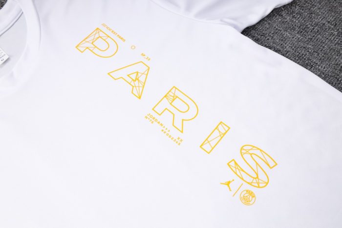 PSG 23-24 Jordan White Short Sleeve Training Set with 3/4 Pants - 图片 6