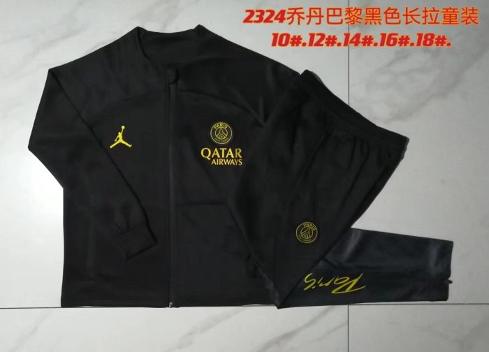 PSG 23-24 Jordan Black Kids' Long Zip Jacket - 图片 3