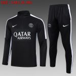PSG 23-24 Black Half-Zip Jacket with White Shoulders