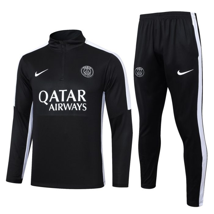 PSG 23-24 Black Half-Zip Jacket with White Shoulders - 图片 8