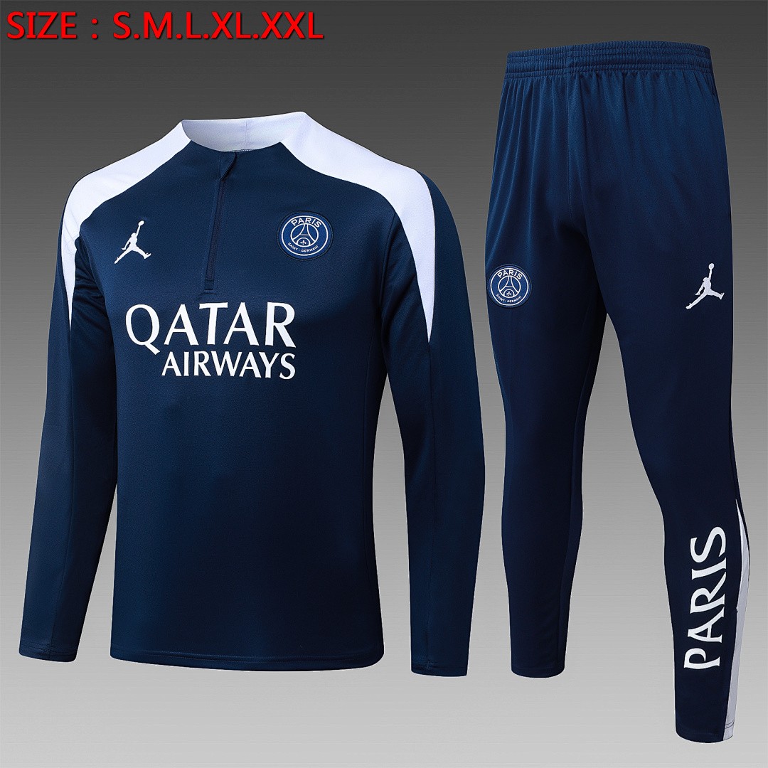 JER-7197_1 Paris Saint-Germain 2025/26 Half-Zip Jacket Blue with White Shoulders - 图片 1