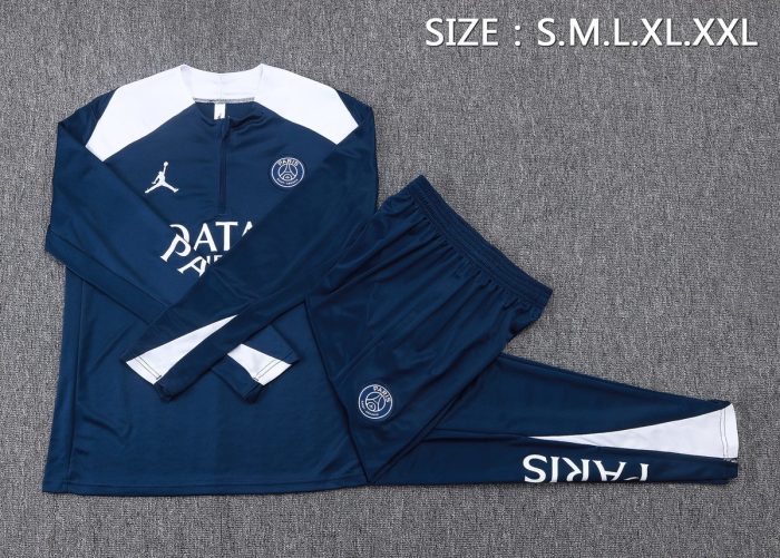 Paris Saint-Germain 2025/26 Half-Zip Jacket Blue with White Shoulders - 图片 2