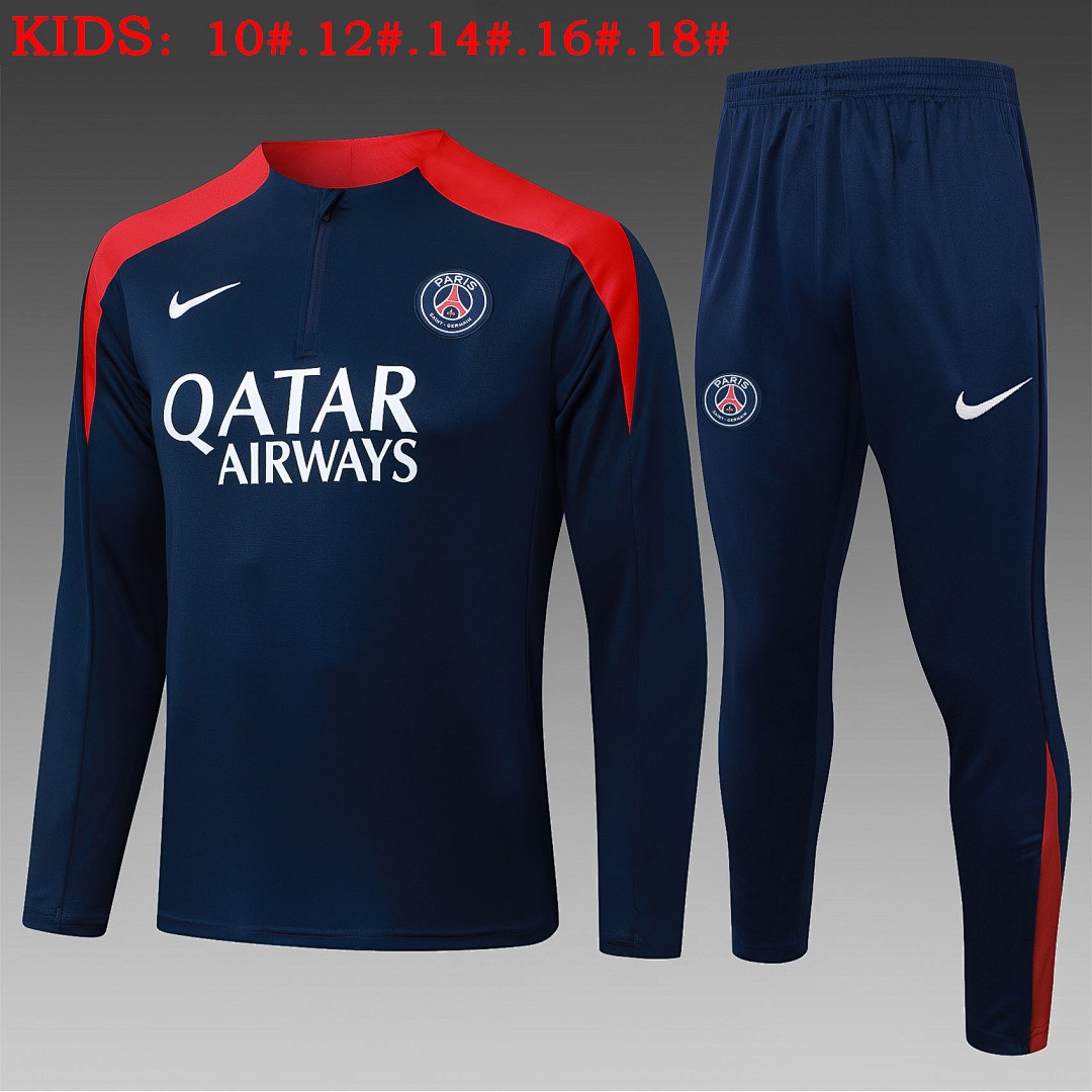 Paris Saint-Germain 2025/26 Half-Zip Jacket Kids - Blue (Red Shoulder)