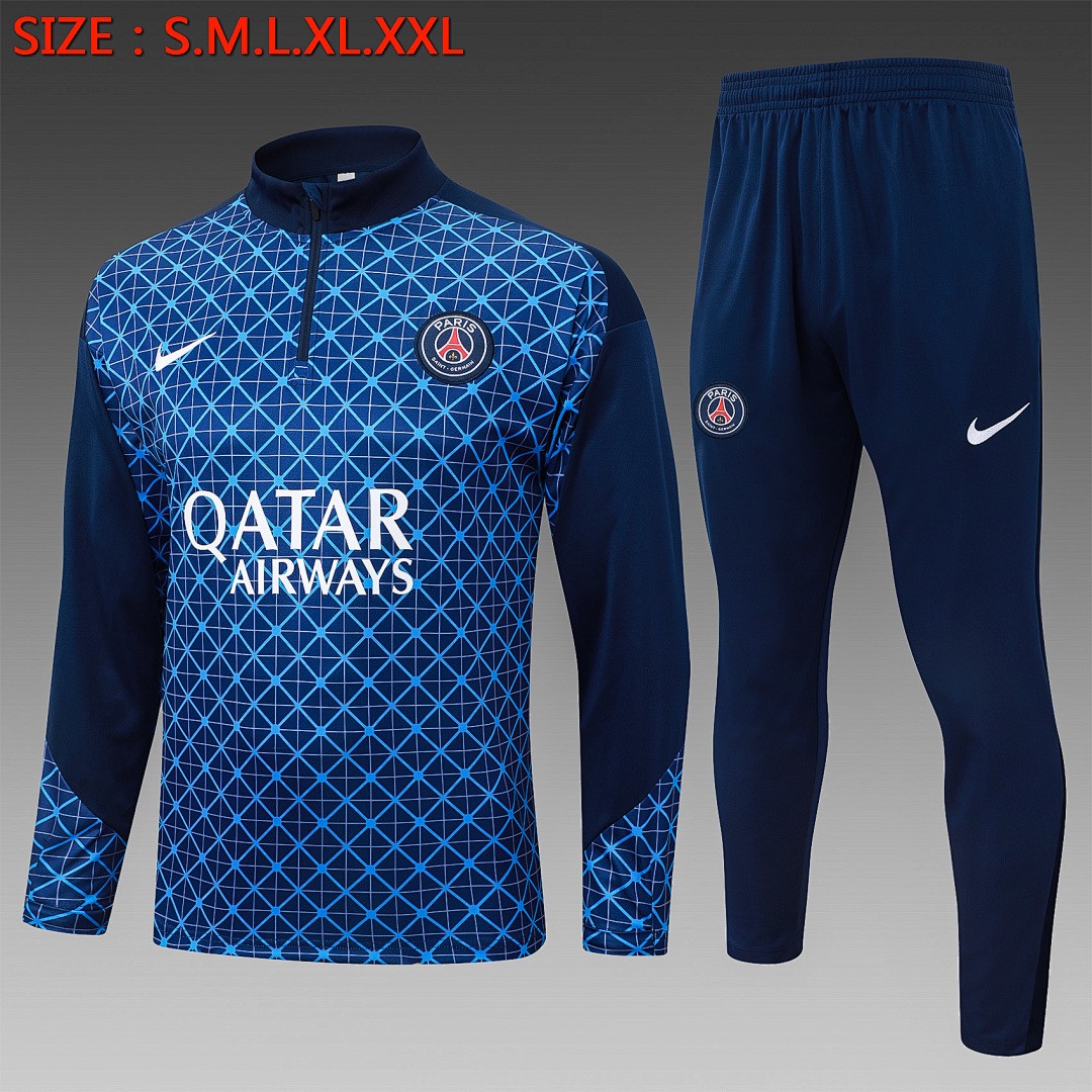 Paris Saint-Germain 2024 Half-Zip Jacket Blue Grid Print