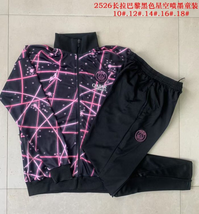 Paris Saint-Germain Black Starry Sky Print Kids Long Zipper Jacket - 图片 3