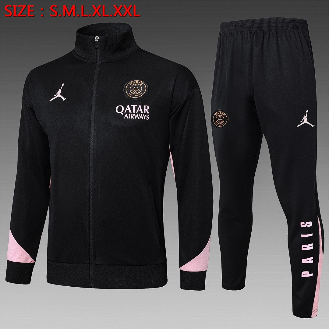 Paris Saint-Germain 24-25 Long Sleeve Training Jacket Black with Pink Sleeves