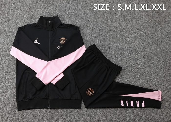 Paris Saint-Germain 24-25 Long Sleeve Training Jacket Black with Pink Sleeves - 图片 2