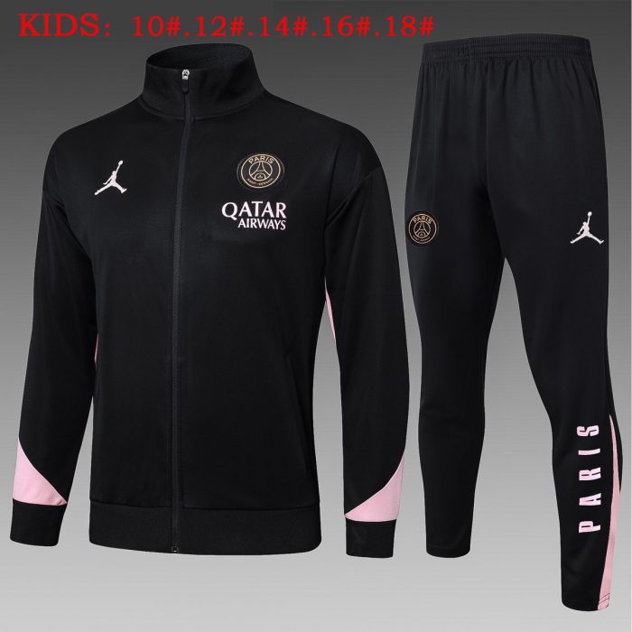 PSG 24/25 Jordan Long Sleeve Black with Pink Sleeves Kids - 图片 2