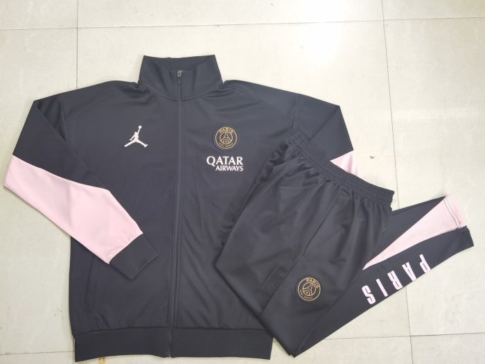 PSG 24/25 Jordan Long Sleeve Black with Pink Sleeves Kids - 图片 4