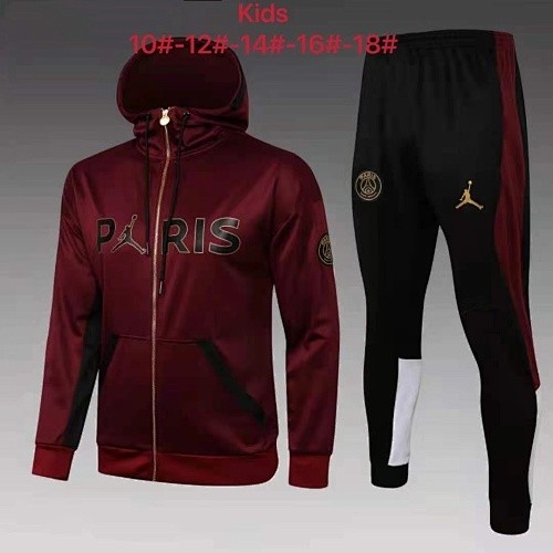 PSG 21/22 Jordan Long Sleeve Hoodie Maroon Kids