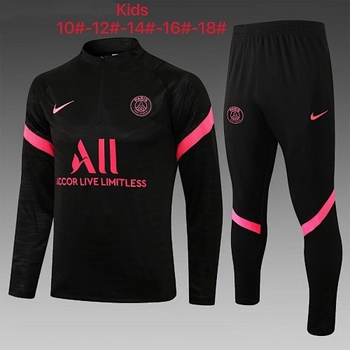 PSG 21/22 Half-Zip Jacket Black (Fluorescent Pink Trim) Kids
