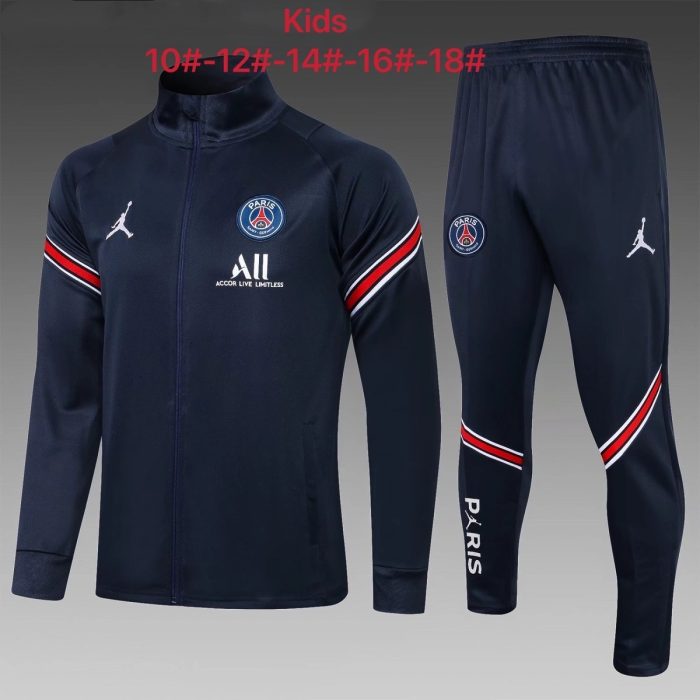 PSG 21-22 Jordan Long Zip Jacket Kids Blue - 图片 2