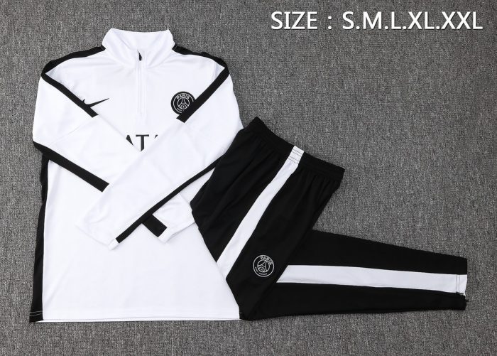 PSG 23-24 Half-Zip Jacket White with Black Shoulder Panels - 图片 2