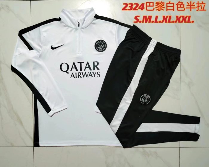 PSG 23-24 Half-Zip Jacket White with Black Shoulder Panels - 图片 9