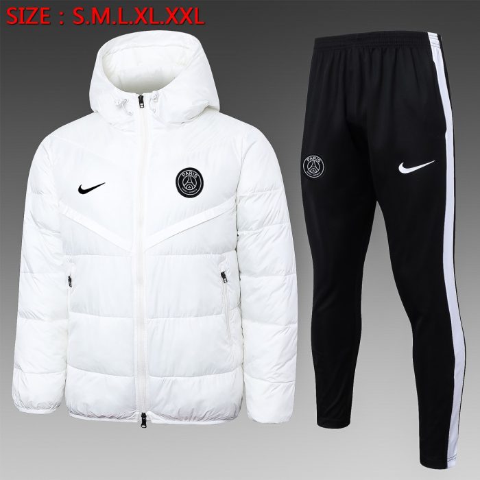 Paris Saint-Germain 23-24 White Padded Jacket (Black Logo) - 图片 2