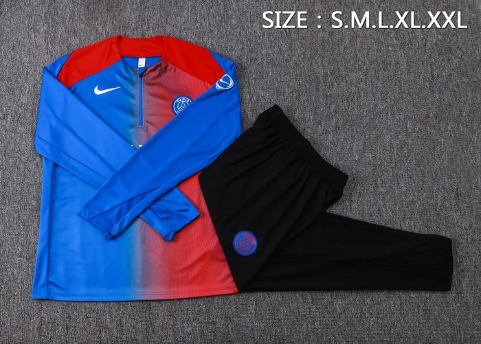 Paris Saint-Germain 25/26 Half-Zip Jacket Blue Red Splatter - 图片 2
