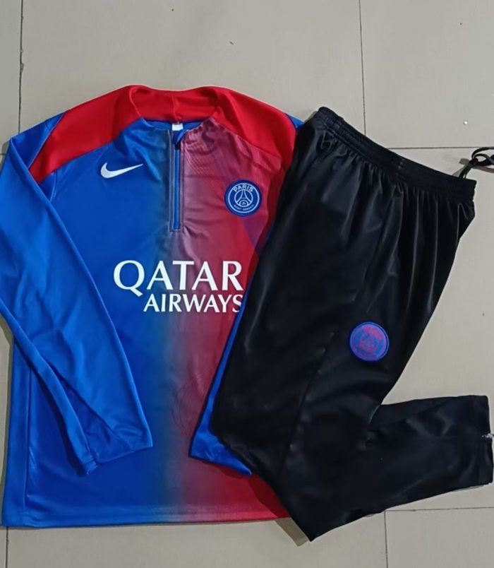 Paris Saint-Germain 25/26 Half-Zip Jacket Blue Red Splatter - 图片 9