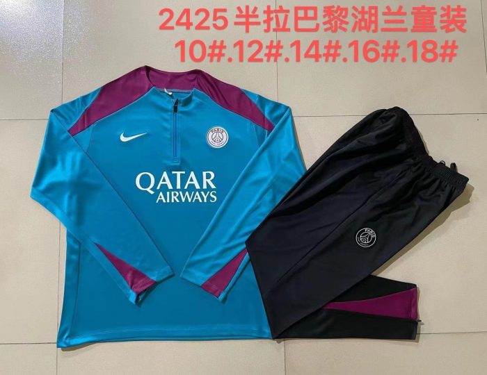 PSG 24-25 Half Zip Jacket Kids Blue - 图片 4