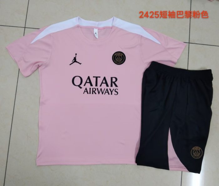 Paris Saint-Germain 24/25 Jordan Short Sleeve Training Top - Pink with White Shoulders - 图片 9