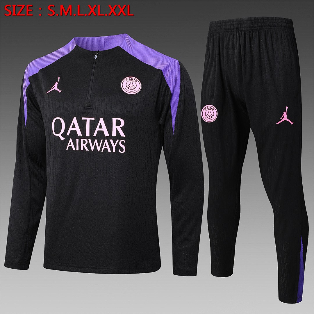 PSG 24-25 Jordan Black Half-Zip Jacket (Player Version)