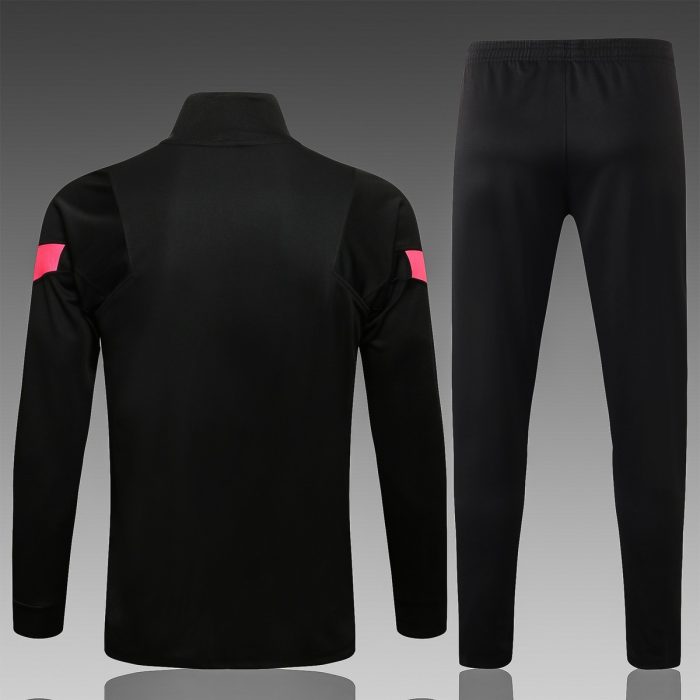 PSG 21/22 Long Zip Jacket Black (Pink Logo) - 图片 2