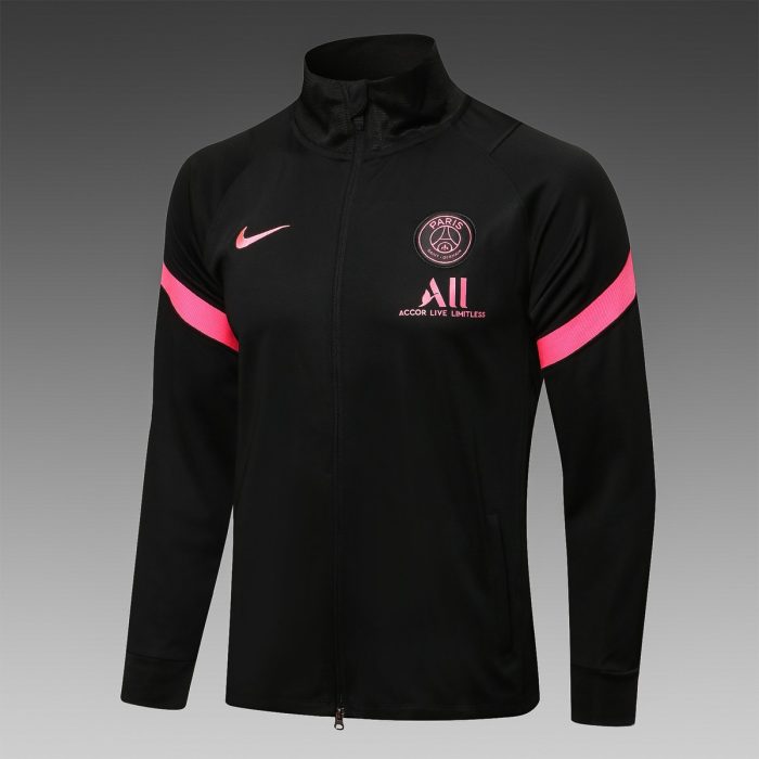 PSG 21/22 Long Zip Jacket Black (Pink Logo) - 图片 4