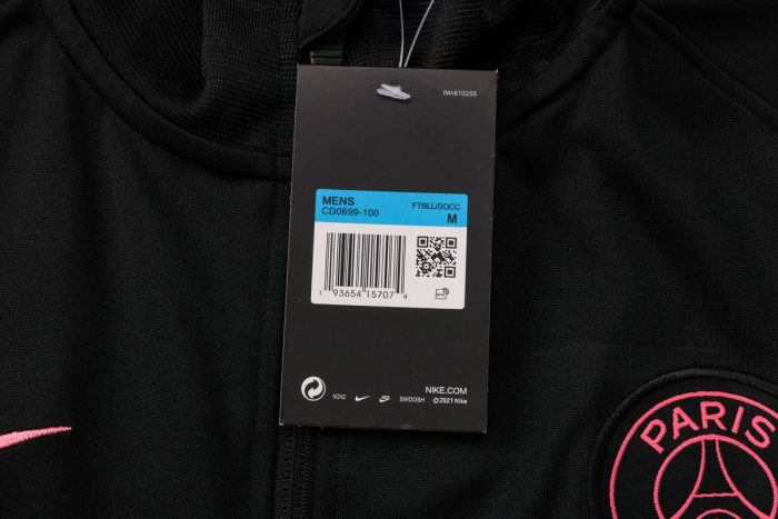 PSG 21/22 Long Zip Jacket Black (Pink Logo) - 图片 5