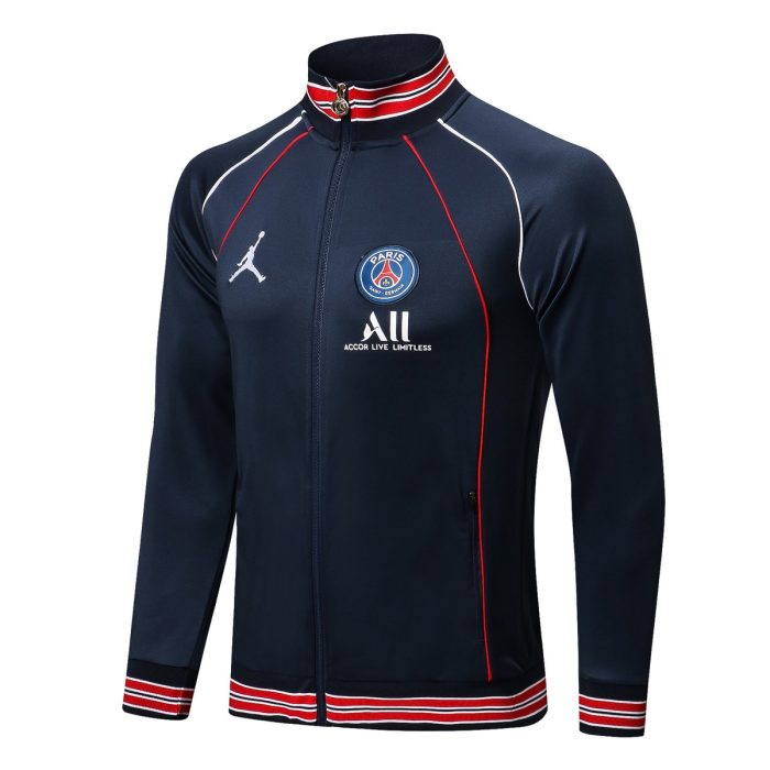PSG 21-22 Long Zipper Jacket Blue with Red Collar - 图片 3