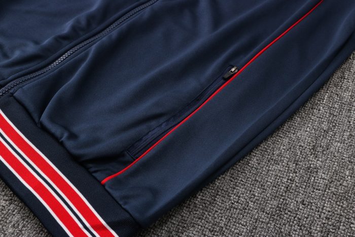 PSG 21-22 Long Zipper Jacket Blue with Red Collar - 图片 8
