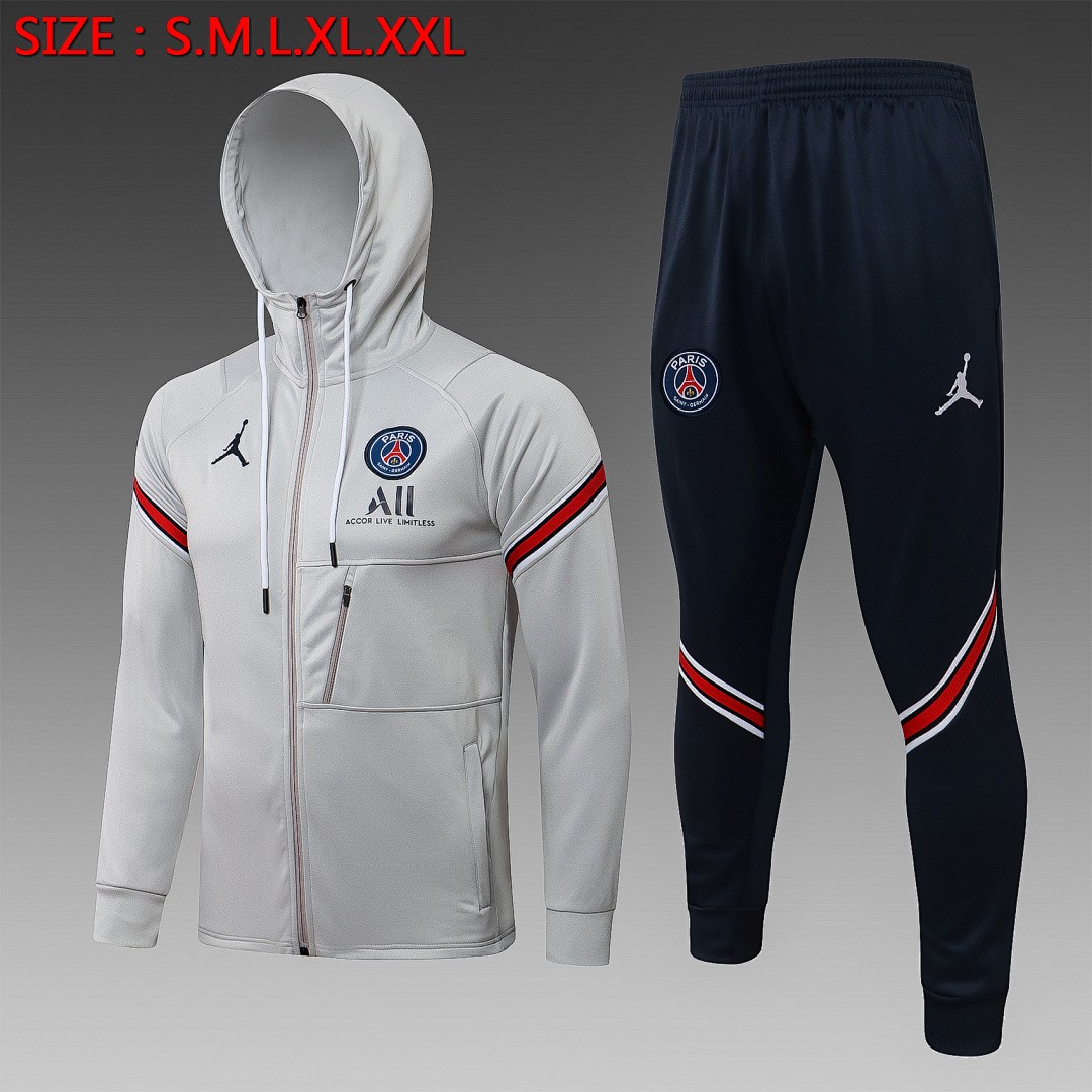 PSG 21-22 Long Zip Jacket with Hood Light Gray