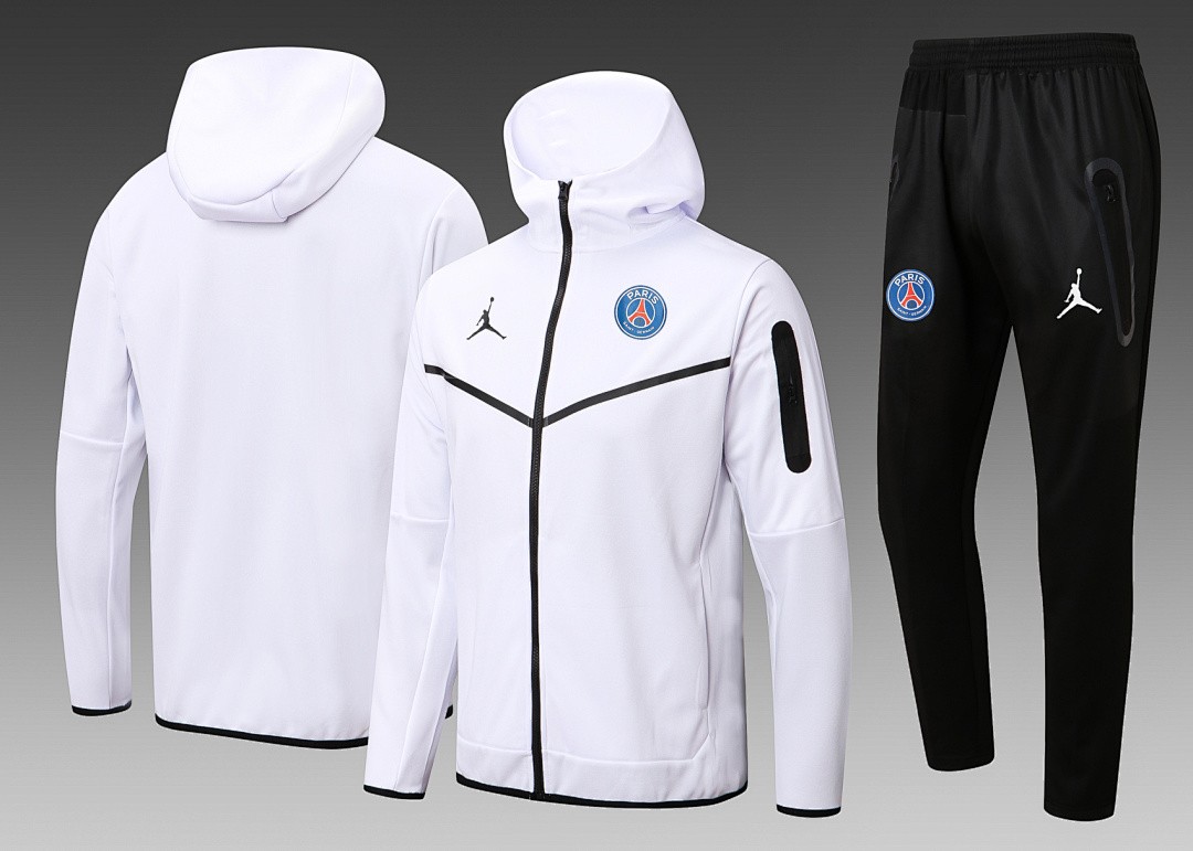 PSG 22/23 White Long Zip Jacket with Hood