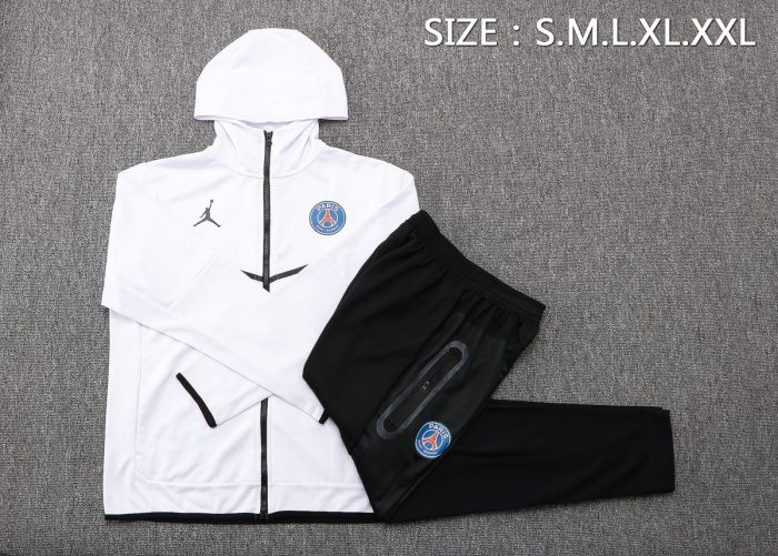 PSG 22/23 White Long Zip Jacket with Hood - 图片 2
