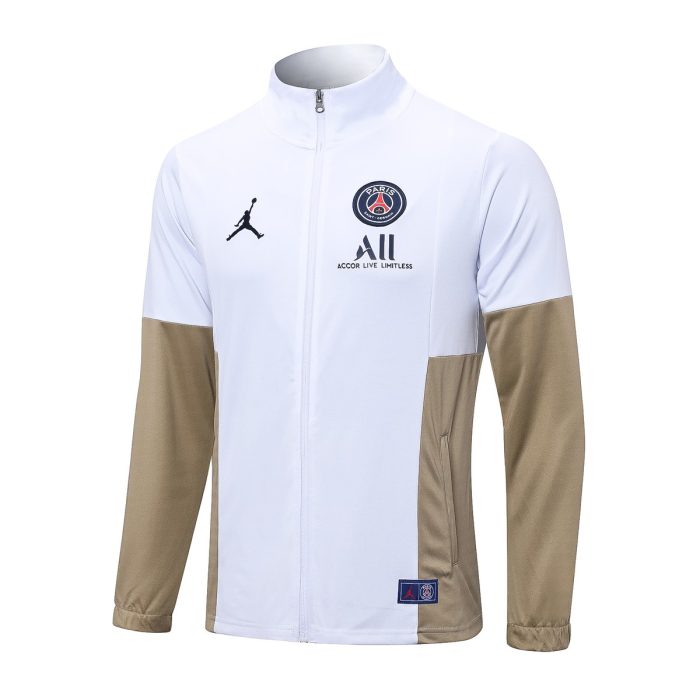 PSG 22/23 Long Zip Jacket White with Yellow Sleeves - 图片 8