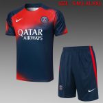 Paris Saint-Germain 23/24 Short Sleeve Training Set in Red/Blue Splatter with 5-Inch Shorts