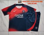 Paris Saint-Germain 23/24 Short Sleeve Training Set in Red/Blue Splatter with 5-Inch Shorts - 图片 9