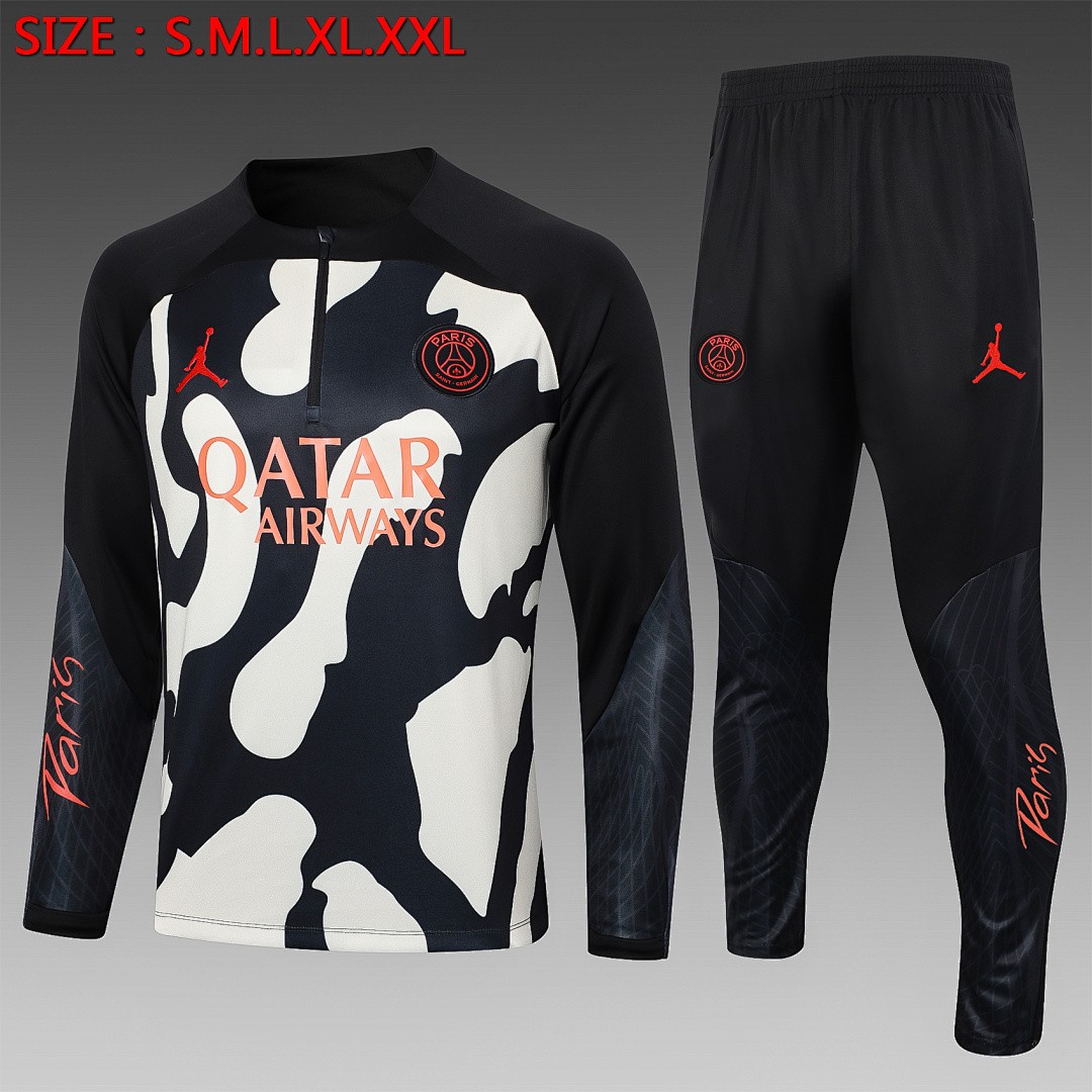 PSG 23-24 Half-Zip Jordan Black Yellow Splatter
