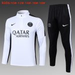 PSG 23-24 White Kids' Half-Zip Jacket (Black Shoulders)