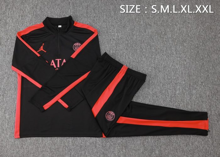 PSG 23-24 Half-Zip Jacket Black with Red Shoulder - 图片 2