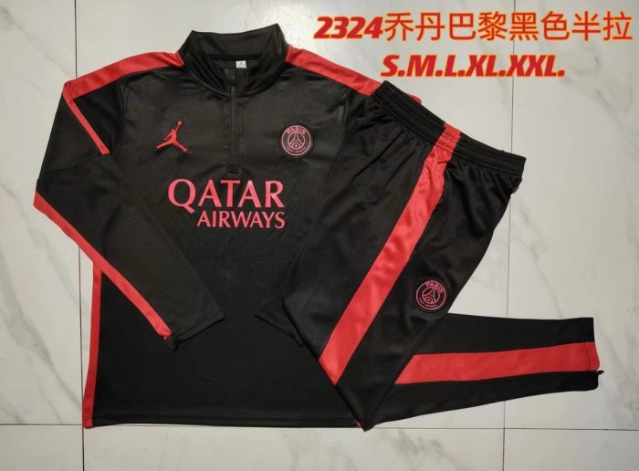 PSG 23-24 Half-Zip Jacket Black with Red Shoulder - 图片 9