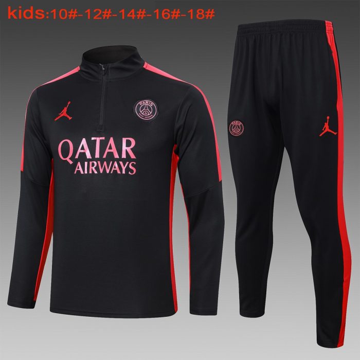 PSG 23/24 Half-Zip Jacket Black Kids (Red Shoulder) - 图片 2