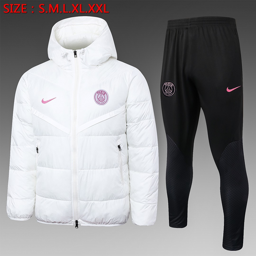 Paris Saint-Germain 23-24 White Padded Jacket (Pink Logo)