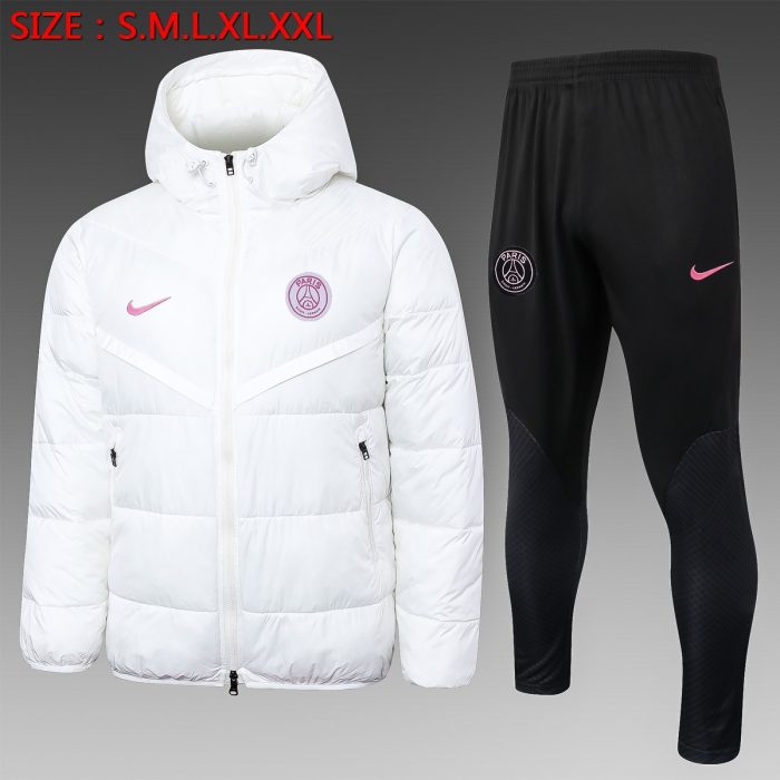 Paris Saint-Germain 23-24 White Padded Jacket (Pink Logo) - 图片 2