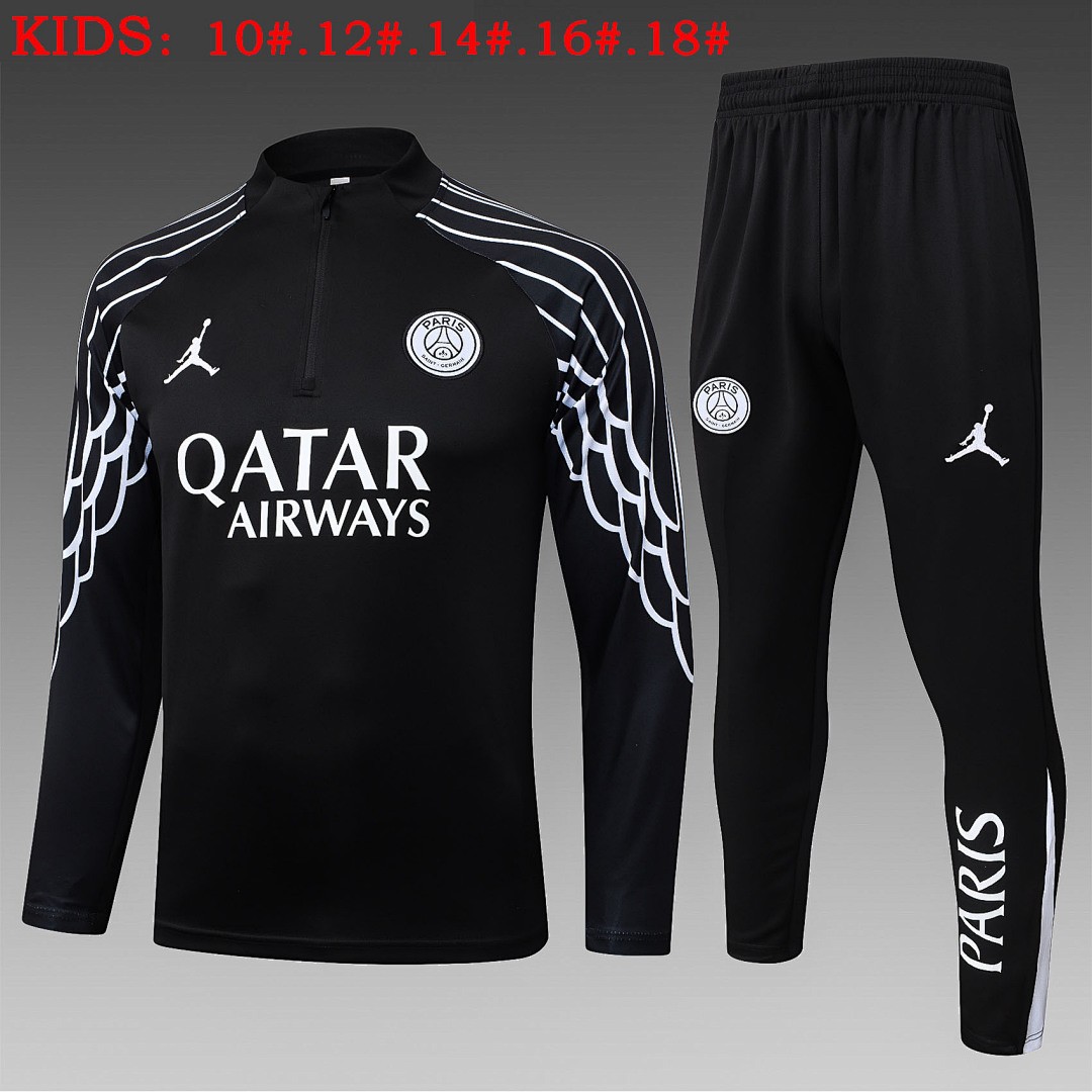 Paris Saint-Germain Black Spray Print Kids' Half-Zip Jacket