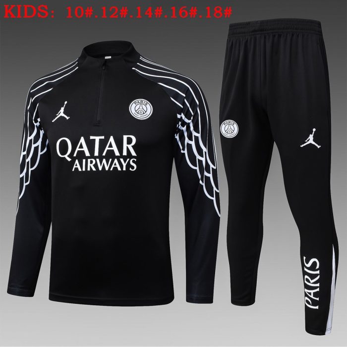 Paris Saint-Germain Black Spray Print Kids' Half-Zip Jacket - 图片 2
