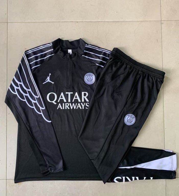 Paris Saint-Germain Black Spray Print Kids' Half-Zip Jacket - 图片 4