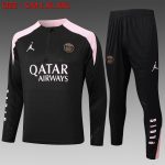PSG 24-25 Black Player Version Half-Zip Jacket with Pink Shoulders