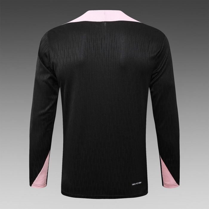 PSG 24-25 Black Player Version Half-Zip Jacket with Pink Shoulders - 图片 8